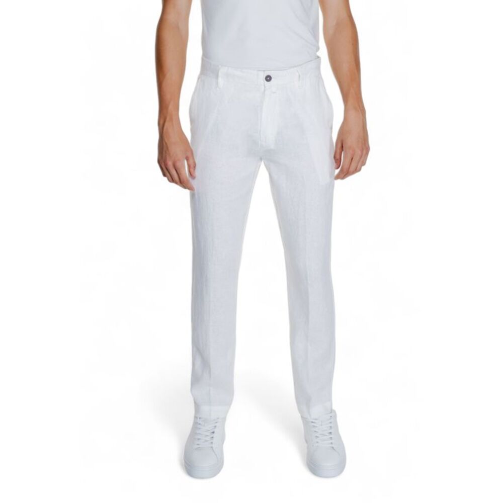 Borghese Linen Casual Pants Men white